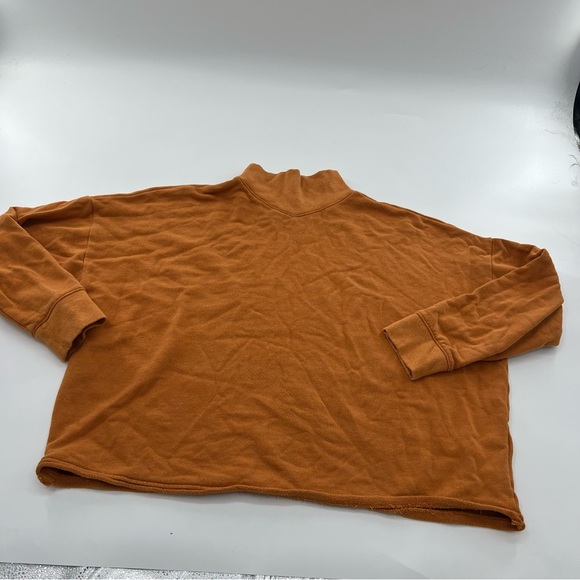 Madewell Hemp Cotton Mockneck Sweatshirt Women’s Top Fresh Cider Orange - Picture 2 of 9